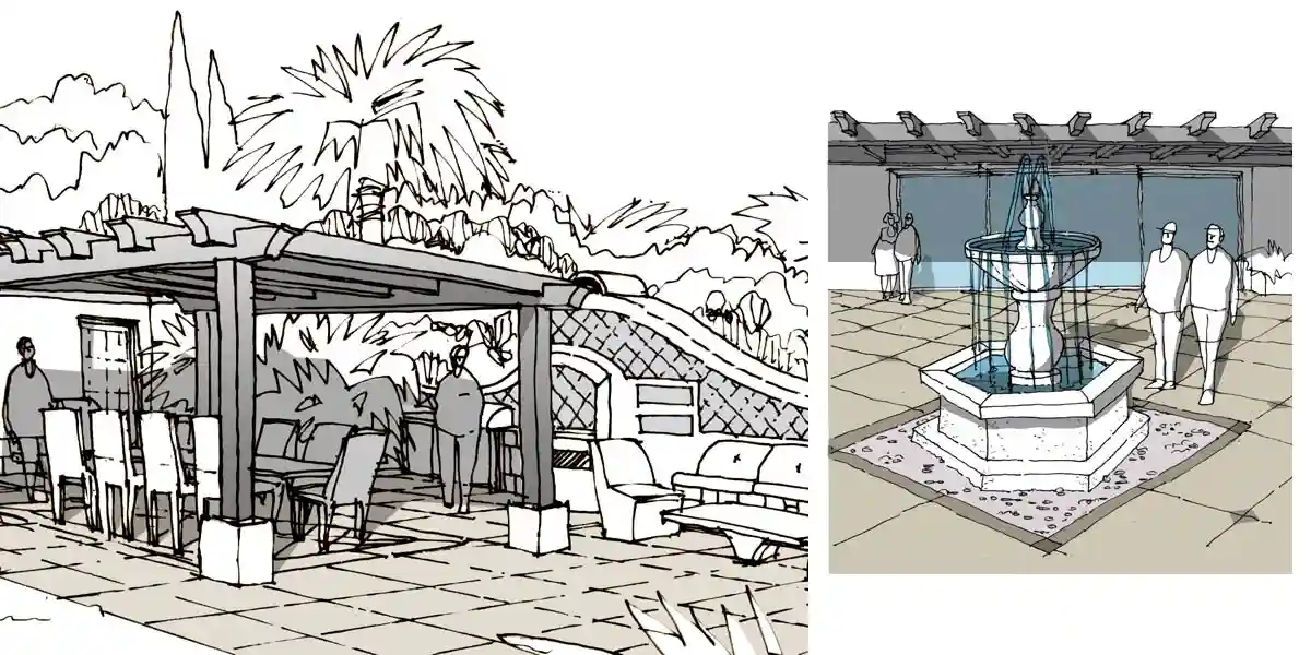 Croquis de animación para villa en Marbella