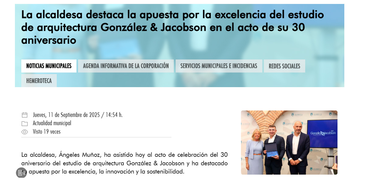 Reconocimiento 30 aniversario de González & Jacobson Arquitectura