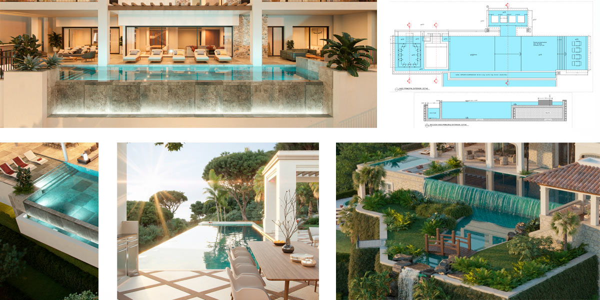 Piscinas infinitas en villas de lujo.